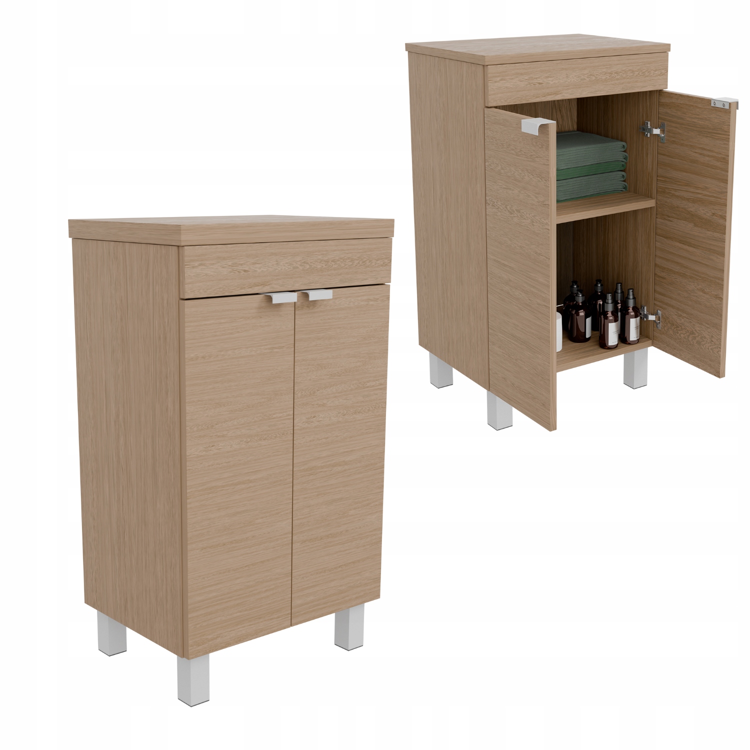 Výrobce: koupelnová skříňka pod umyvadlo stojící, dub loft s policí a deskou