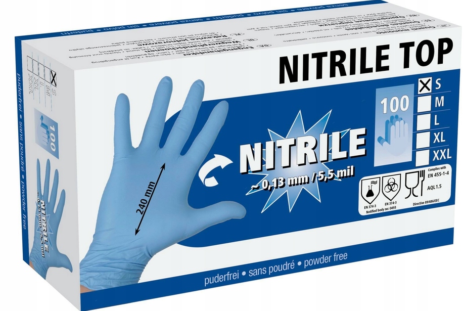 RĘKAWICE RĘKAWICZKI NITRILLE TOP ROZMIAR.L 100-SZTUK