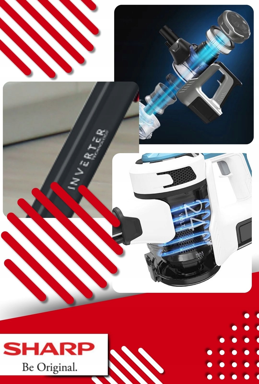 SHARP Odkurzacz Pionowy Przewodowy Bezworkowy SA-VP4000WS z funkcją mycia Marka Sharp