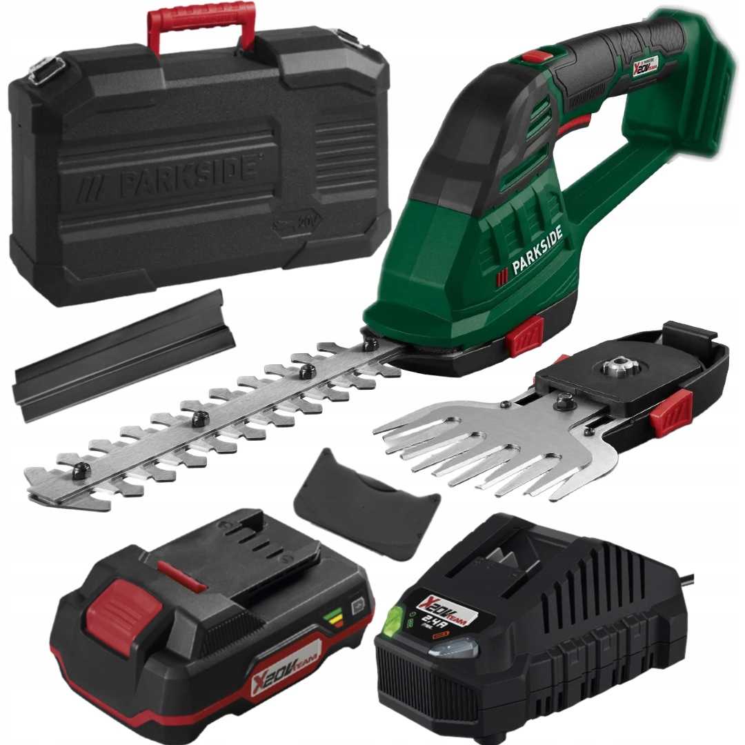 Parkside Akumulatorowe nożyce do trawy i krzewów 2w1 Pags 20 akumulator 2ah