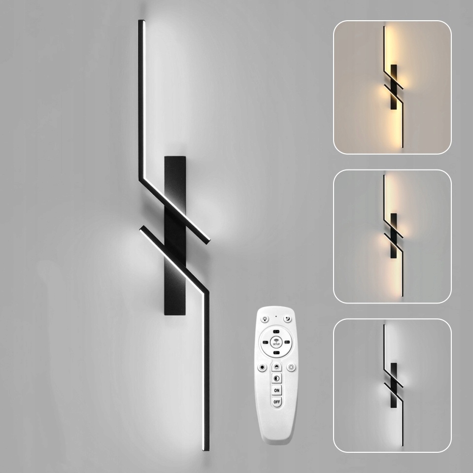 Led Nástěnná Lampa Černá Moderní Obývací Pokoj Chodba 3000-6500K 80 CM