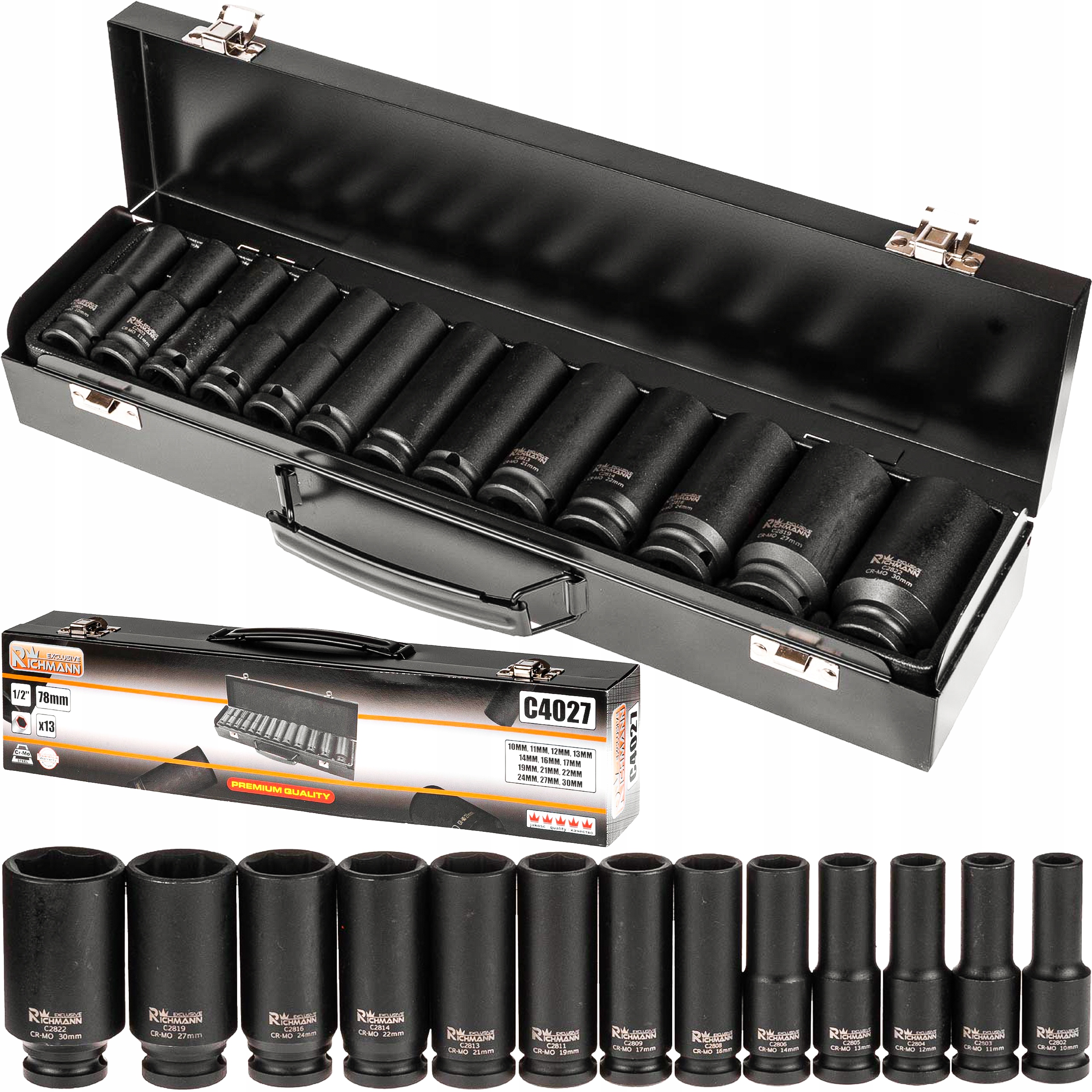 RICHMANN ZESTAW NASADKI UDAROWE DŁUGIE 1/2' 13 EL.