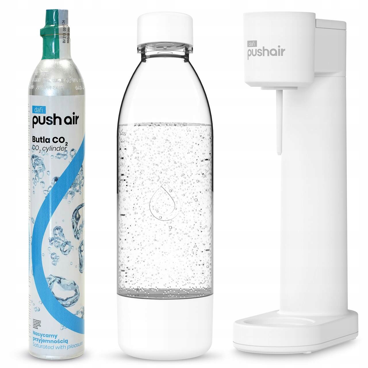 Pushair Saturator Do Wody Dafi Syfon Biały Nabój CO2 Butelka 0,7