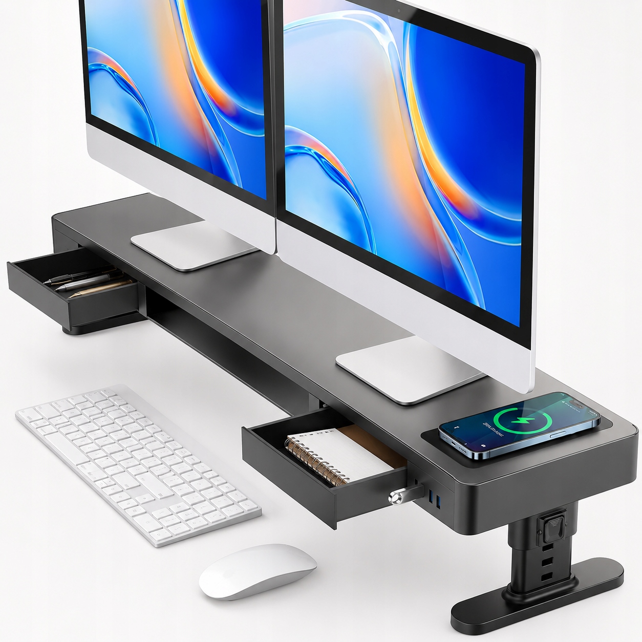 Stojan Podstavec pod monitory Nastaviteľný Usb 3.0 Bezdrôtové nabíjanie Qi