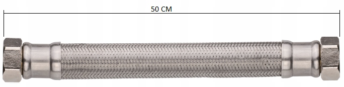 WĘŻYK W OPLOCIE 50 CM PRZELOT 20mm GWINT 1'' WEW Długość 50 cm