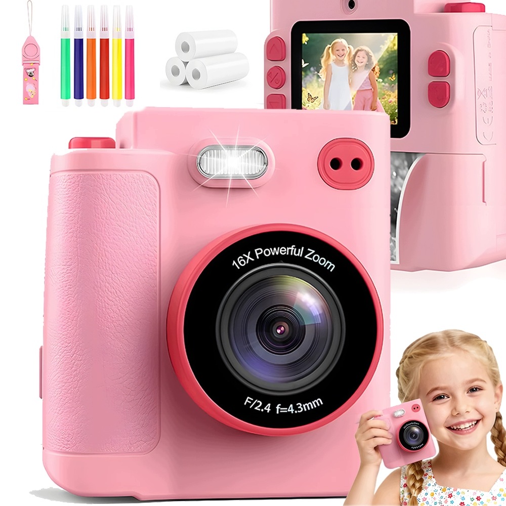 Dětský Instantní Fotoaparát 1080P Video Tisk Fotografií Vzdělávací Led