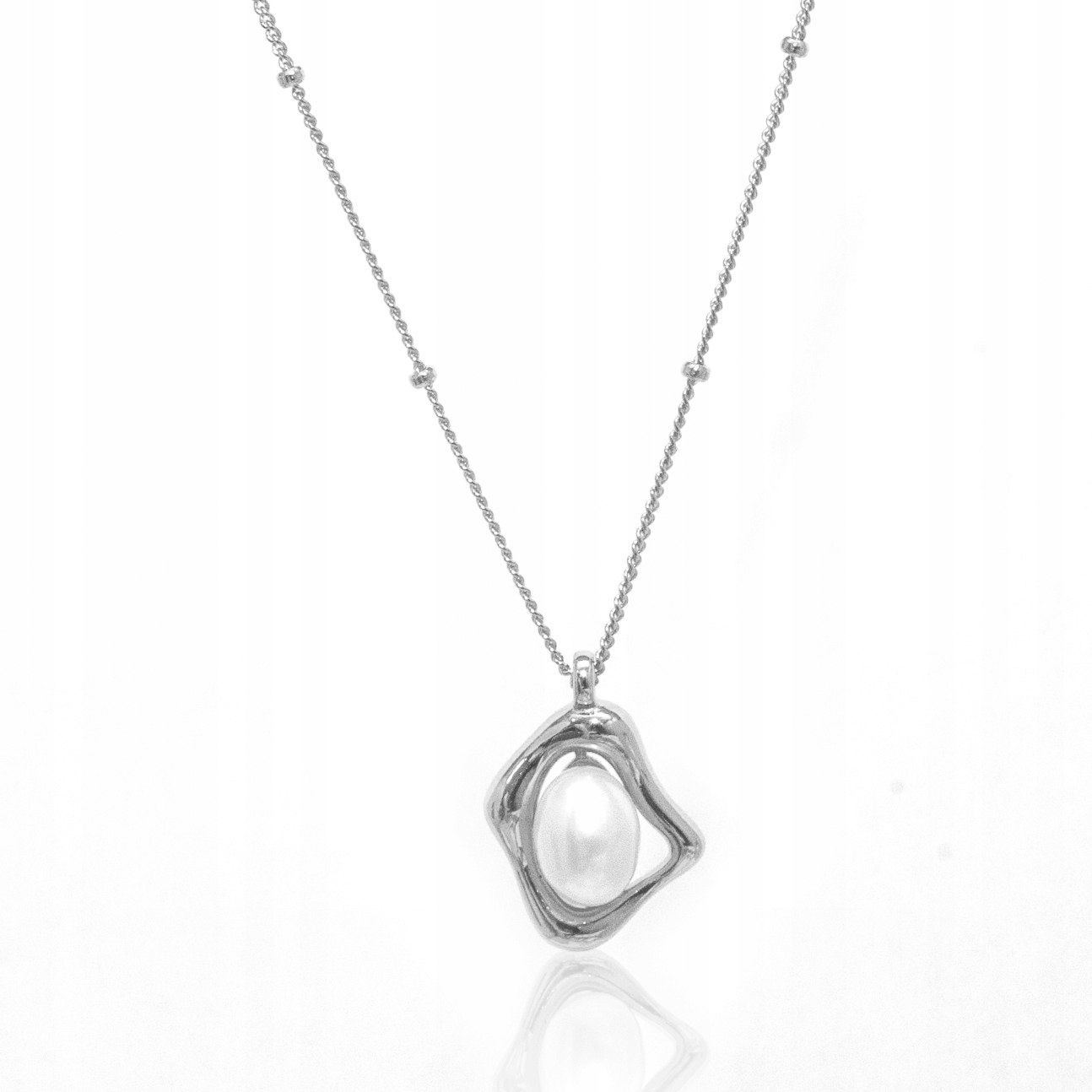 Stříbrný náhrdelník s přírodní perlou stříbro 925 abstraktní
