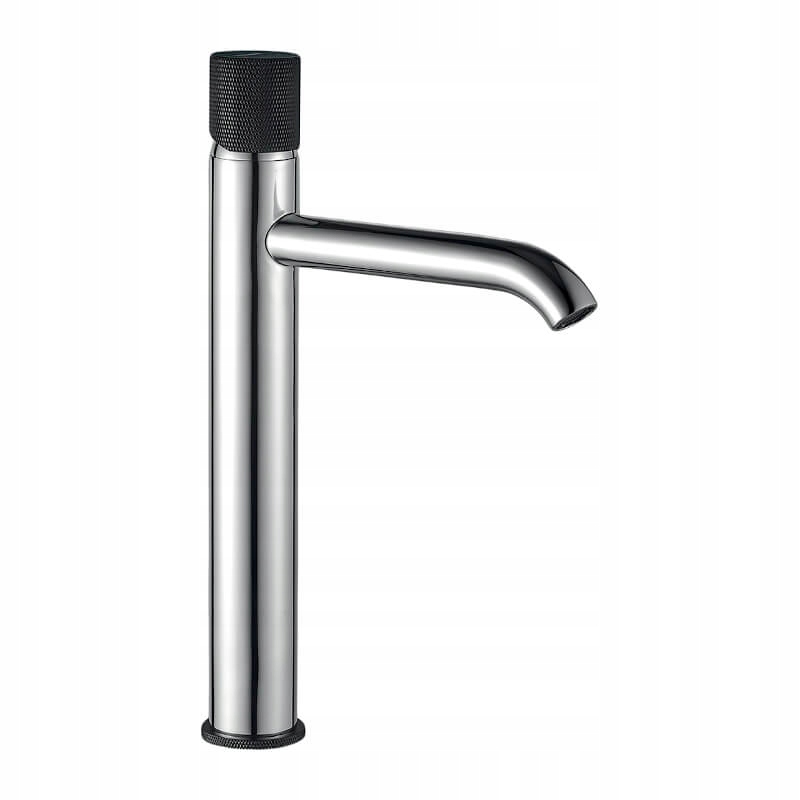 

Bateria Umywalkowa Wysoka Chrom Z Czarnym Uchwytem