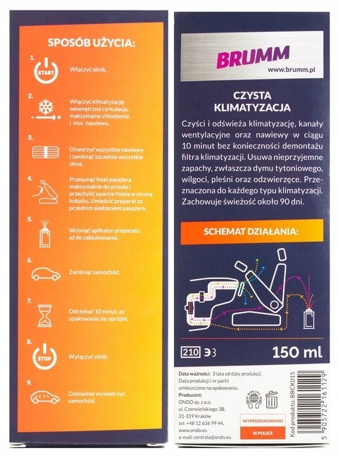 PREPARAT do CZYSZCZENIA KLIMATYZACJI 150ml BRUMM Producent Brumm