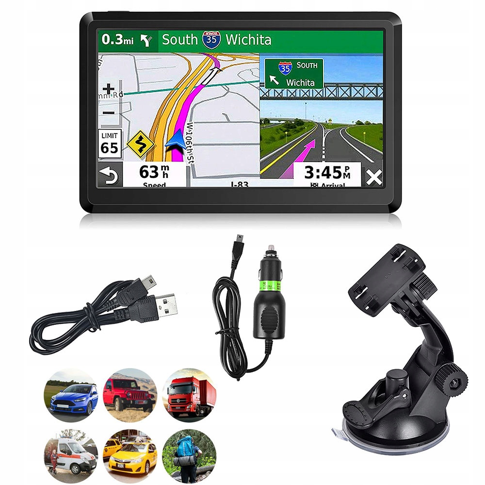 Nawigacja samochodowa Gps dla Ciężarówek Truck 7"Cali Ekran 8GB