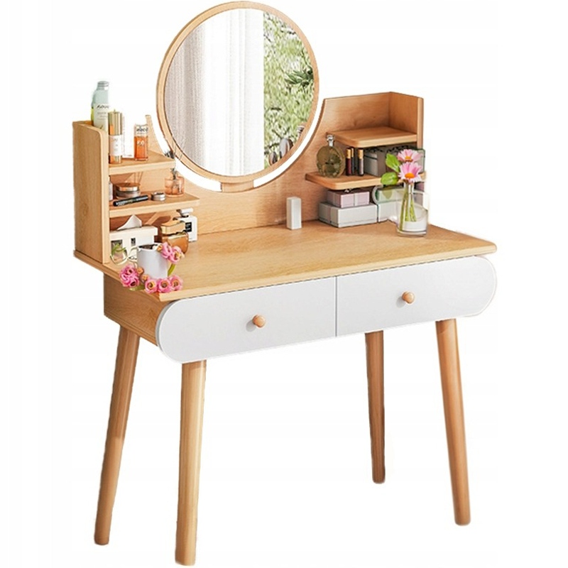 Kozmetická Toaletka S Makeupovým Zrkadlom Veľká, Drevená, Škandinávska, 120 CM