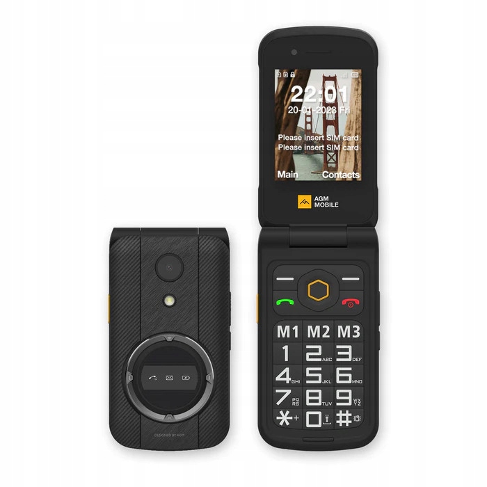 Agm M8 Flip 4G ütés/vízálló nagy gombos mobiltelefon, független, Dual Sim
