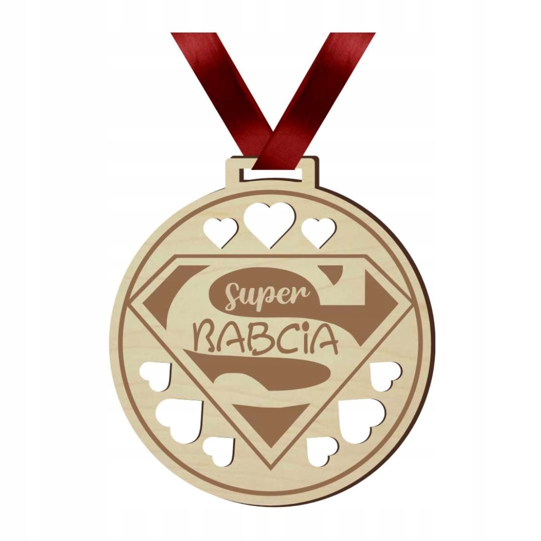 

Medal Babcia drewniany Tasiemka dzień Babci