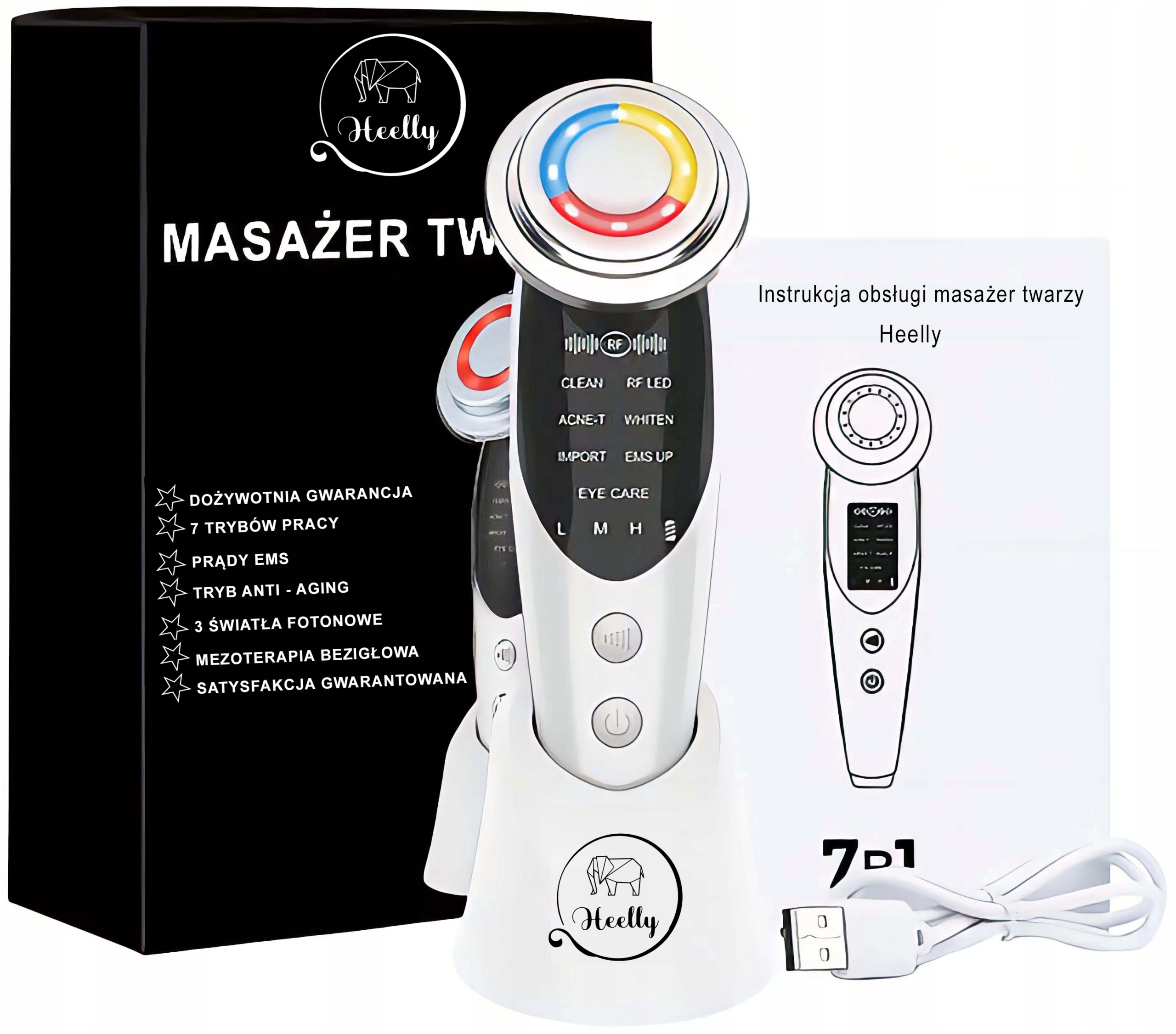 Mezoterapia Bezigłowa Masażer Ems Do Twarzy Lifting Masaż Heelly