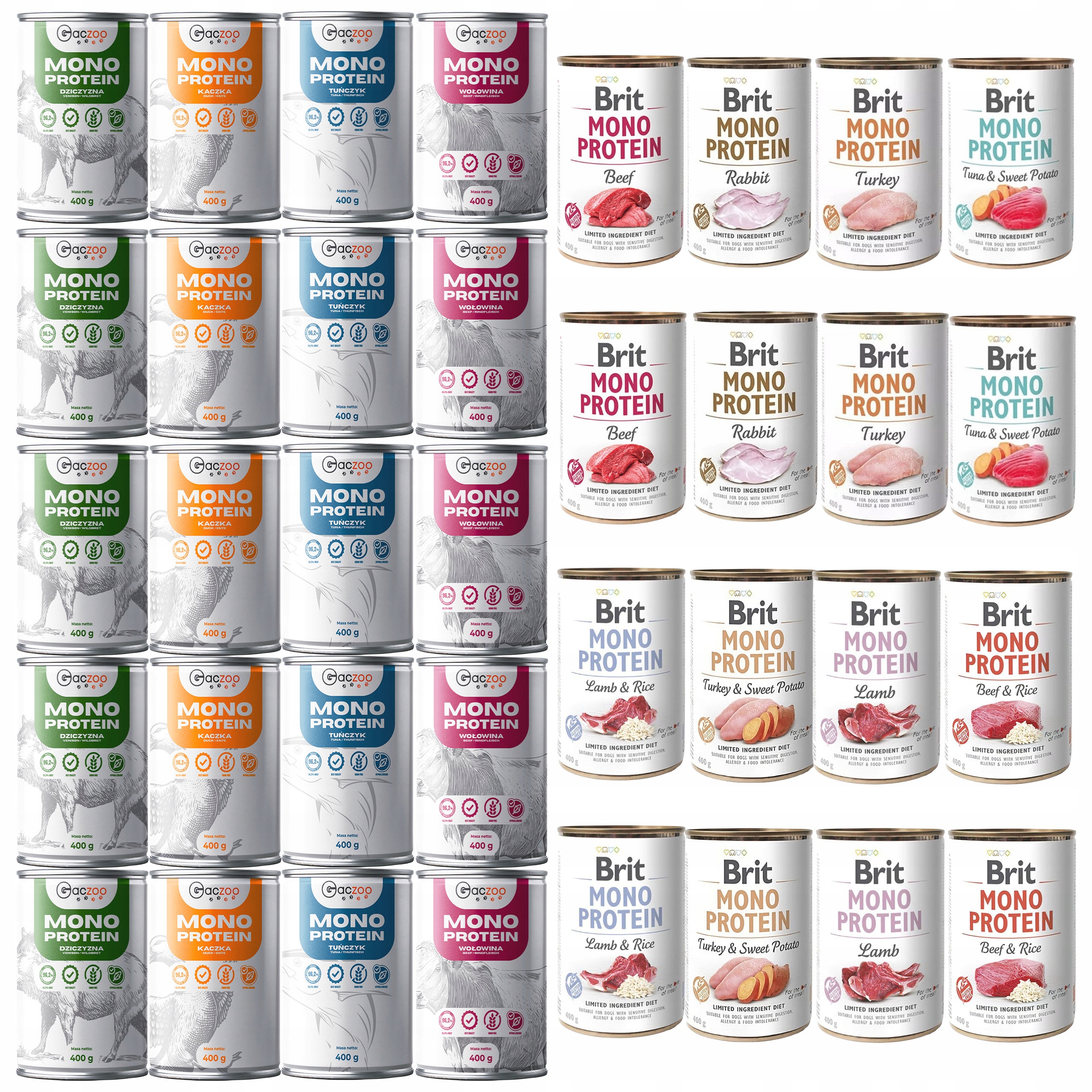 Levně Brit Gaczoo Mono Protein monoproteinové krmivo pro mokré psy mix chutí 36 x 400 g