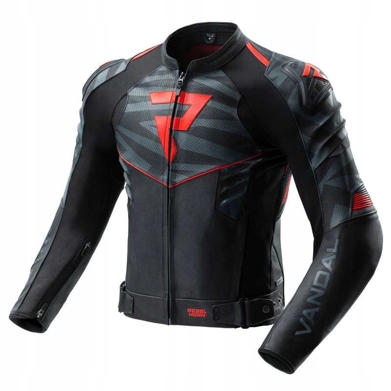 Kožená bunda Rebelhorn Vandal 2 Black Grey Fluo Red veľ.50