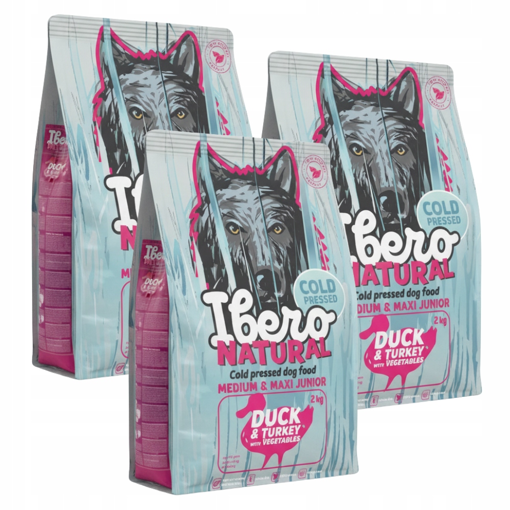 Levně Krmivo pro štěně 6 kg krůta kachna Ibero Cold Press Junior Medium Large