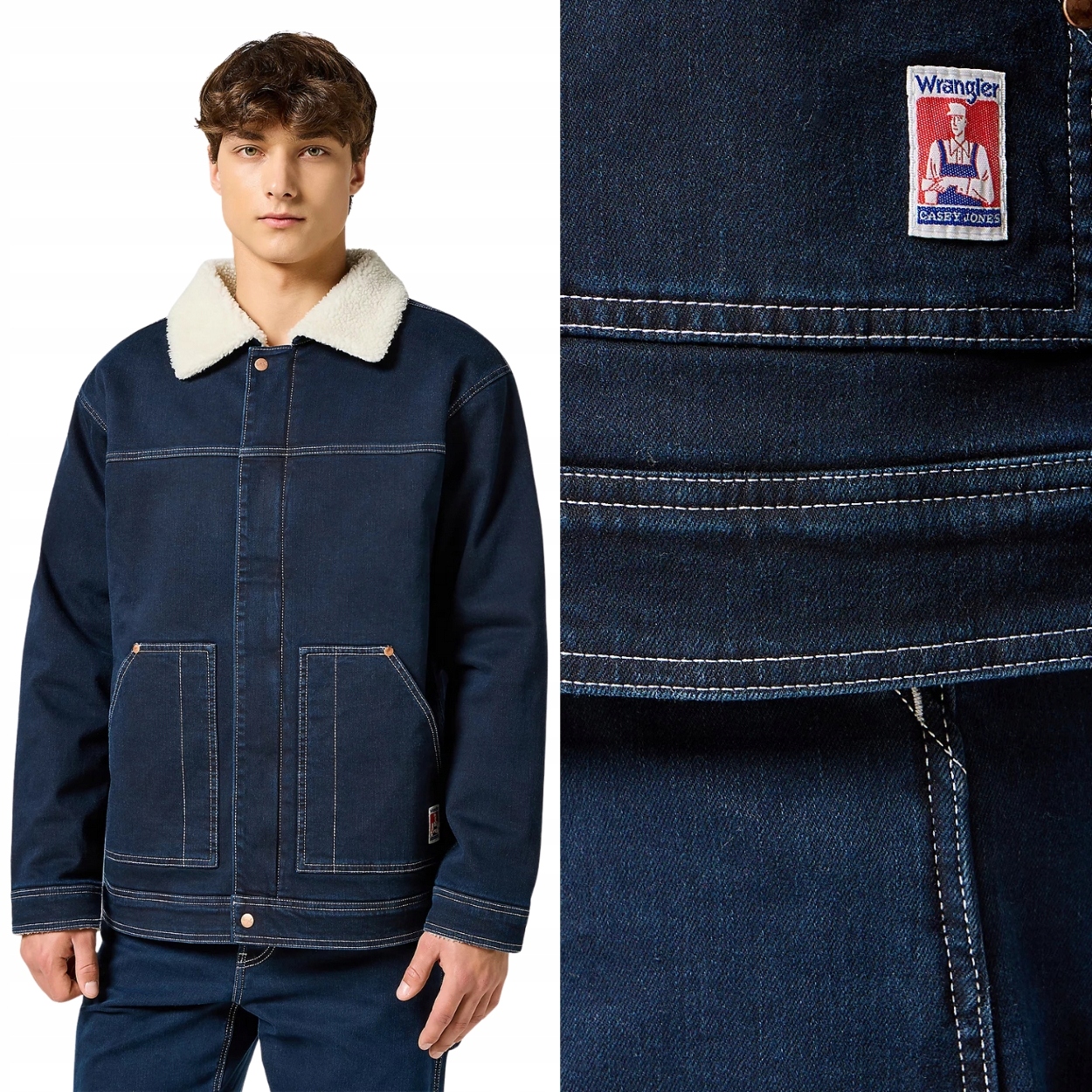 Wrangler Casey Jones Sherpa Jkt zateplená bunda katana džínová na medvídkovi M