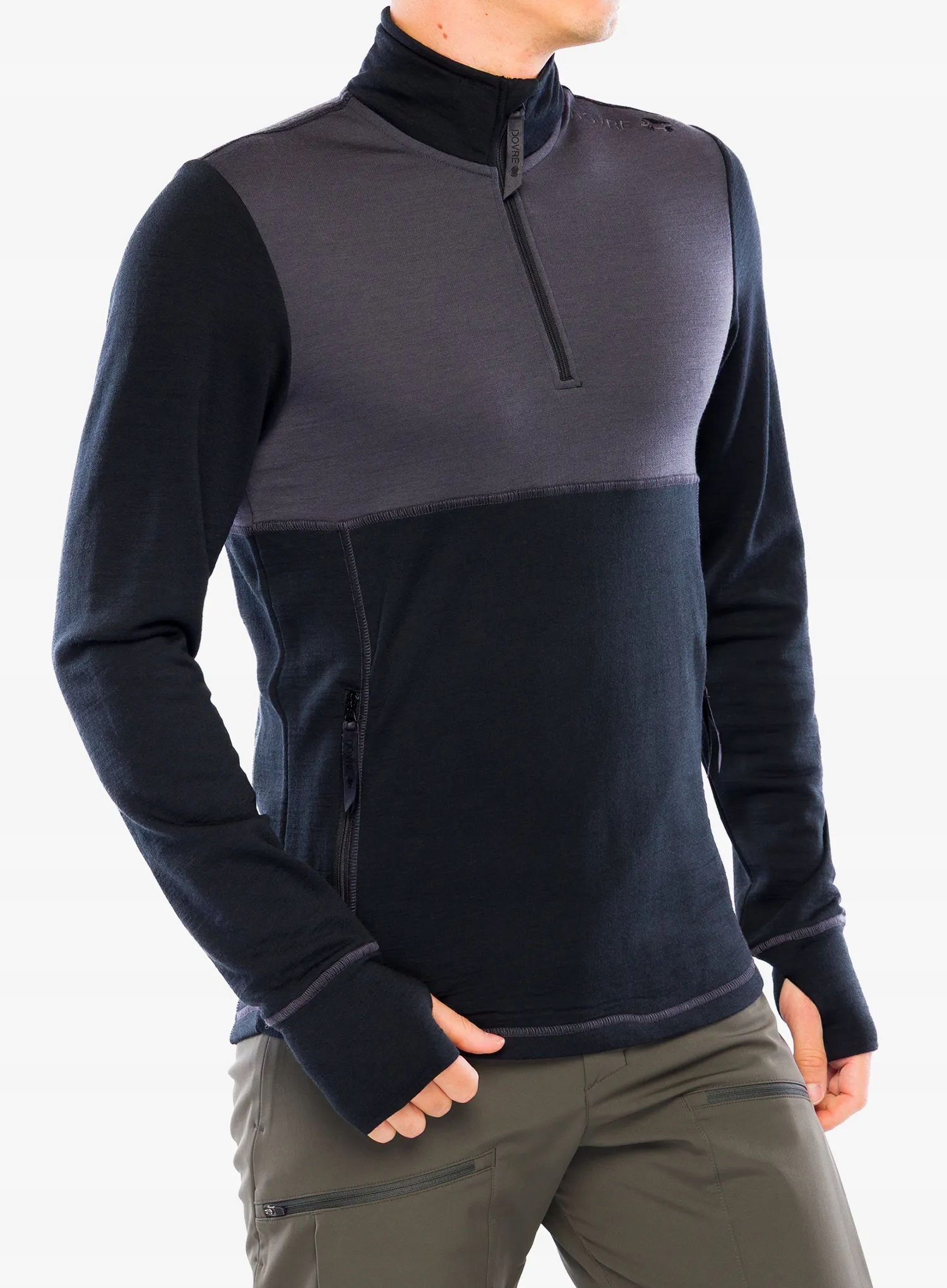 Mikina bez kapuce Dovre Mid-Layer Fleece W/z černá S