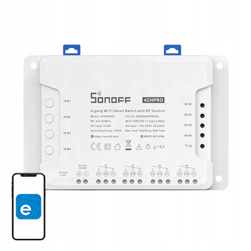 Sonoff 4CH R3 Pro Reléový spínač Wifi Rf 4 kanály eWelink smart Din