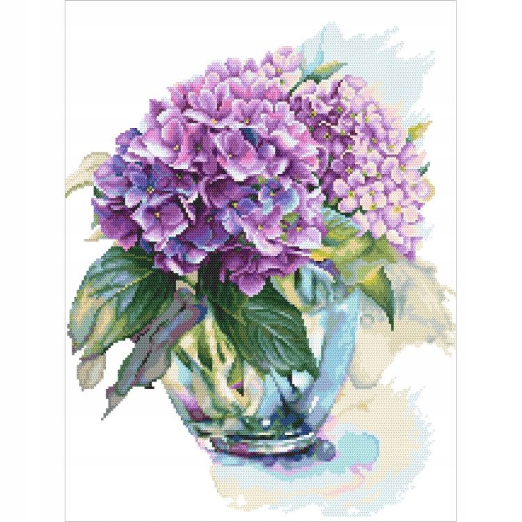 Vyšívací sada s mulinkou Akvarijní hortenzie