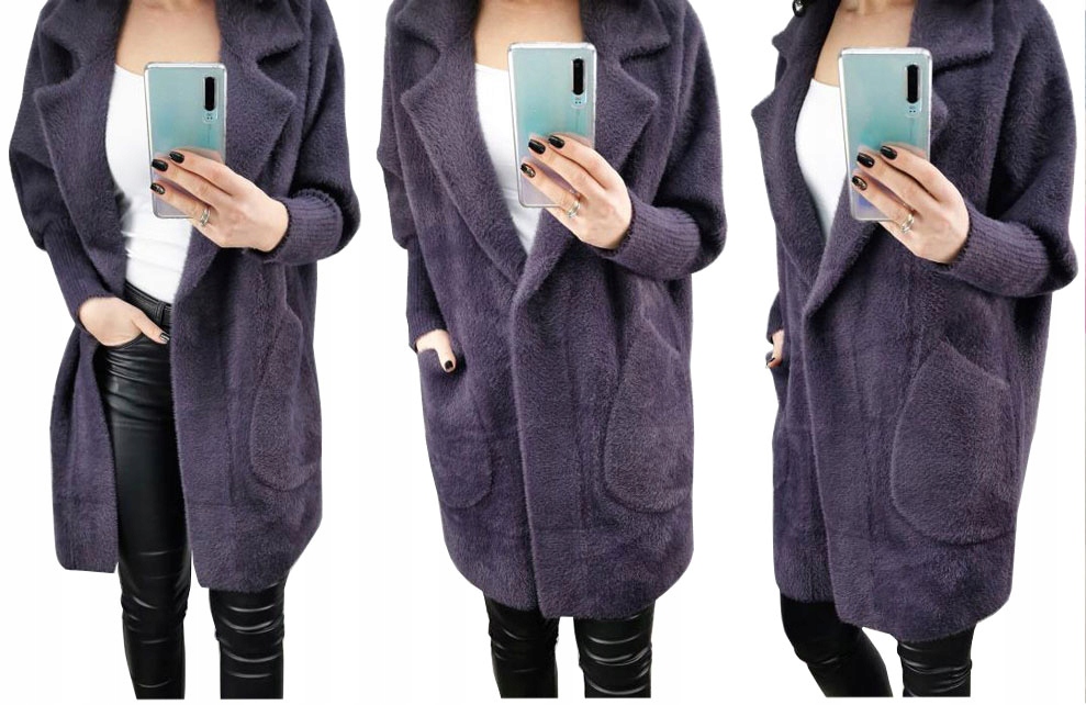 

Płaszcz Alpaka Długi Płaszczyk Wełna Kurtka S