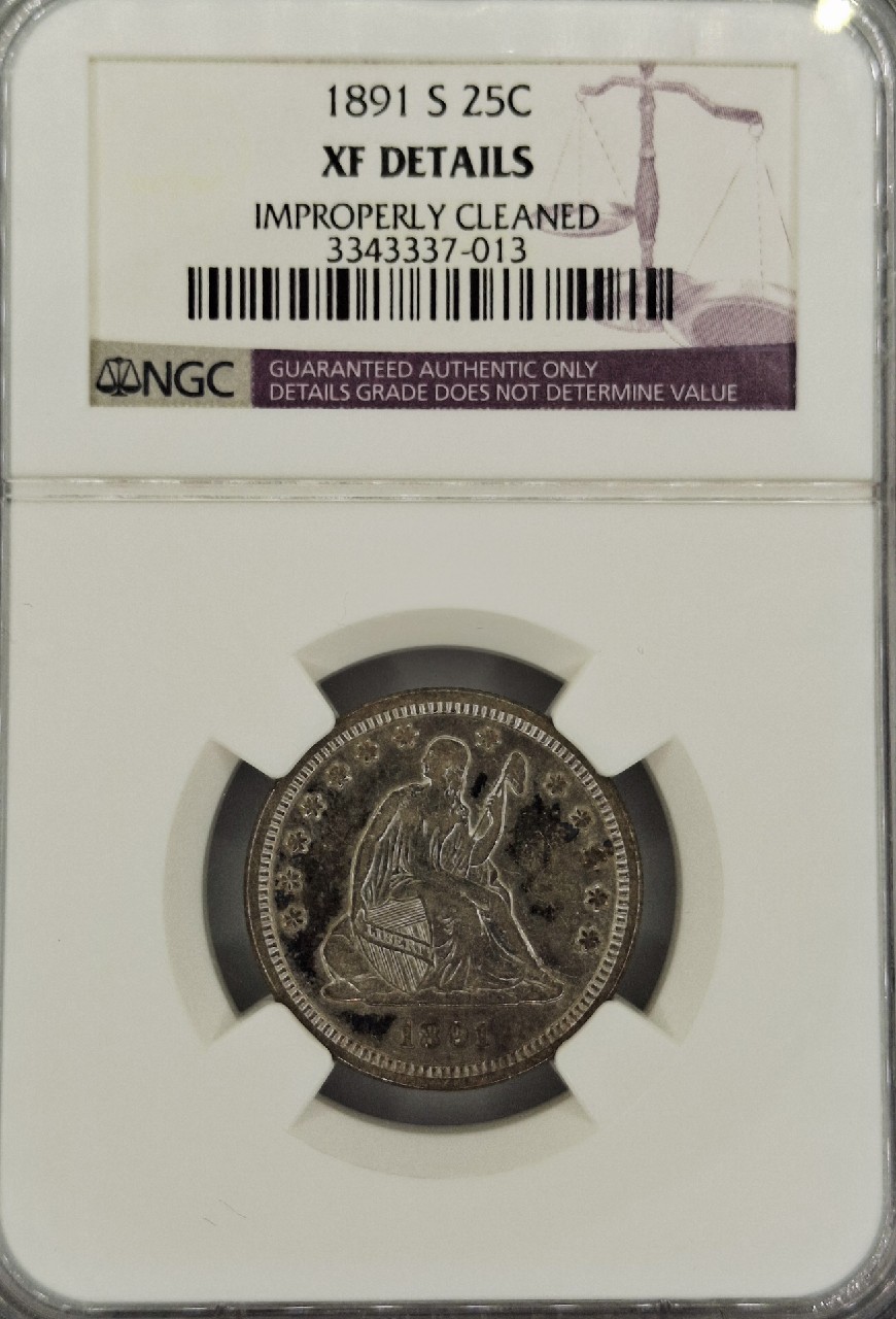 USA - Seated Liberty - Quarter Dollar 1891 S XF - Grading NGC