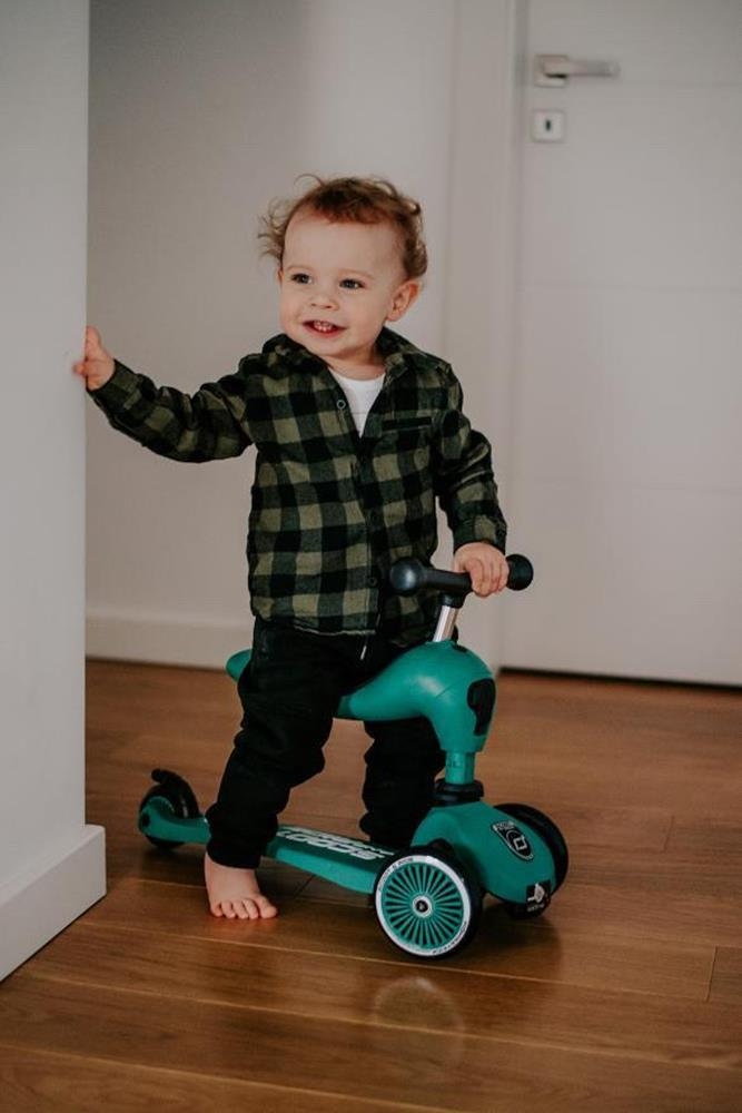 Scoot And Ride Forest ZESTAW HULAJNOGA Jeździk 2w1 + KASK z LED XXS do S 1+ Amortyzacja przód