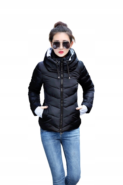 

Damska Kurtka Zimowa, Ocieplana, Czarna, Stylowa