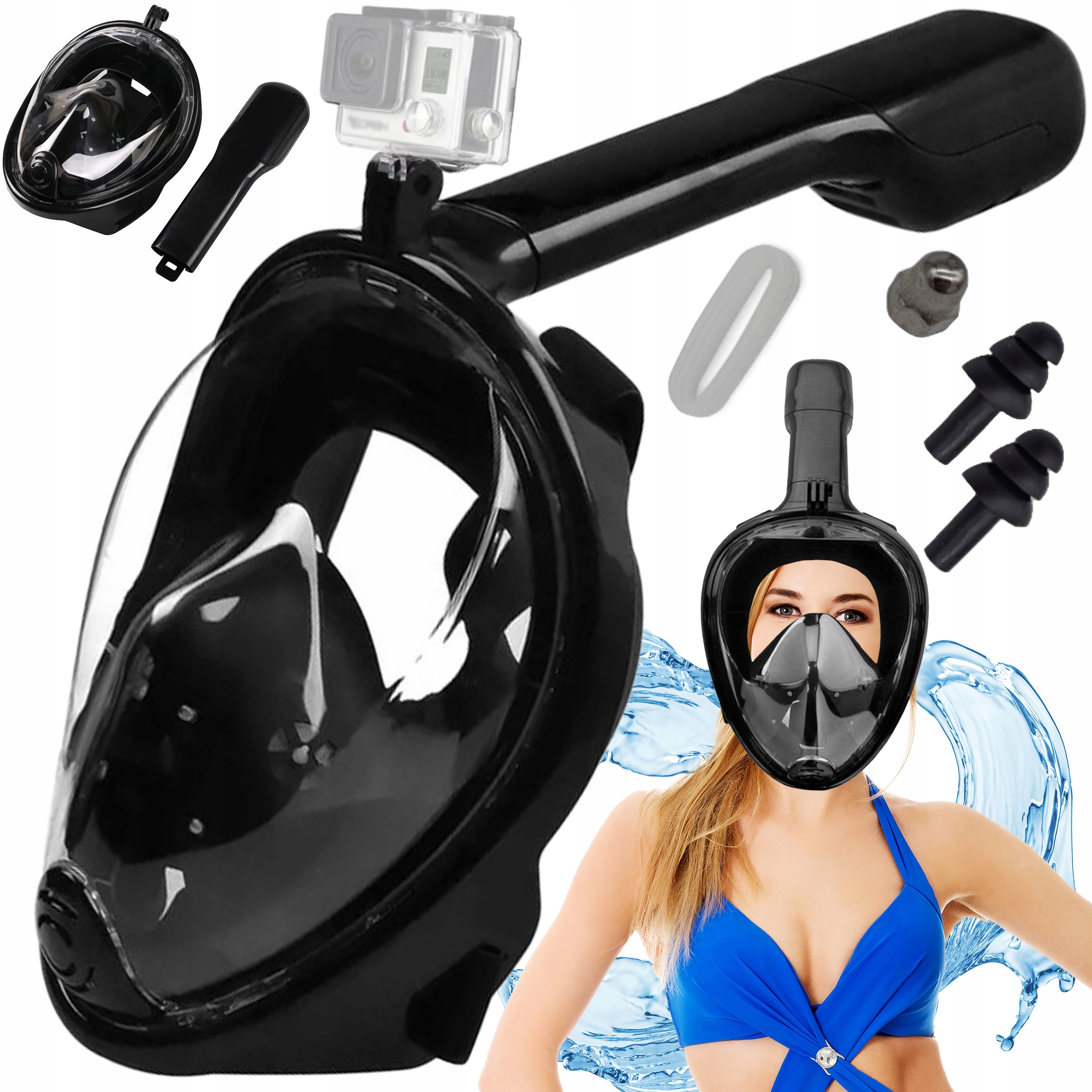 Maska Pełnotwarzowa Do Nurkowania Snorkelingu Pływania Na Całą Twarz L/XL