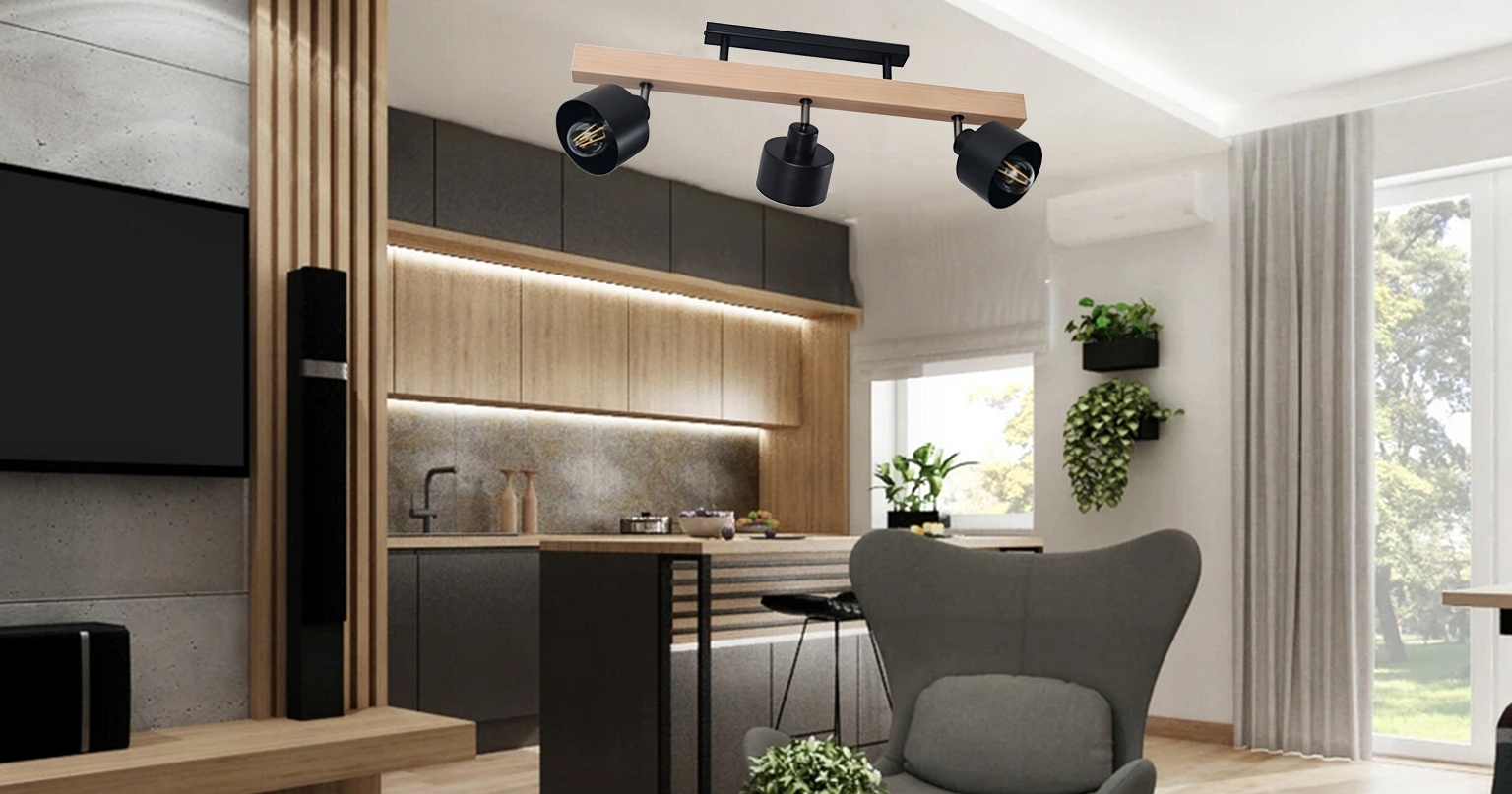 ŻYRANDOL LAMPA PLAFON SUFITOWY 015-3PR LED E27 DREWNO SALON SYPIALNIA POKÓJ Kod producenta 015-3PR