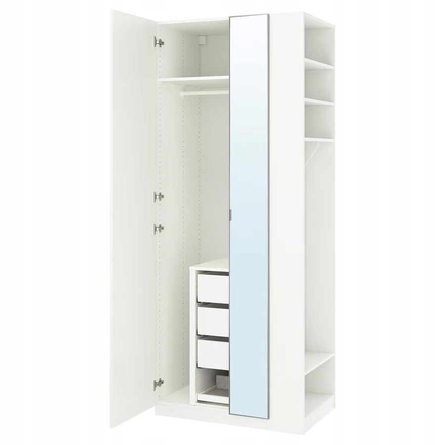Ikea Pax Forsand/aheim Kombinacja szafy, biały lustro/biały, 95x60x236 cm