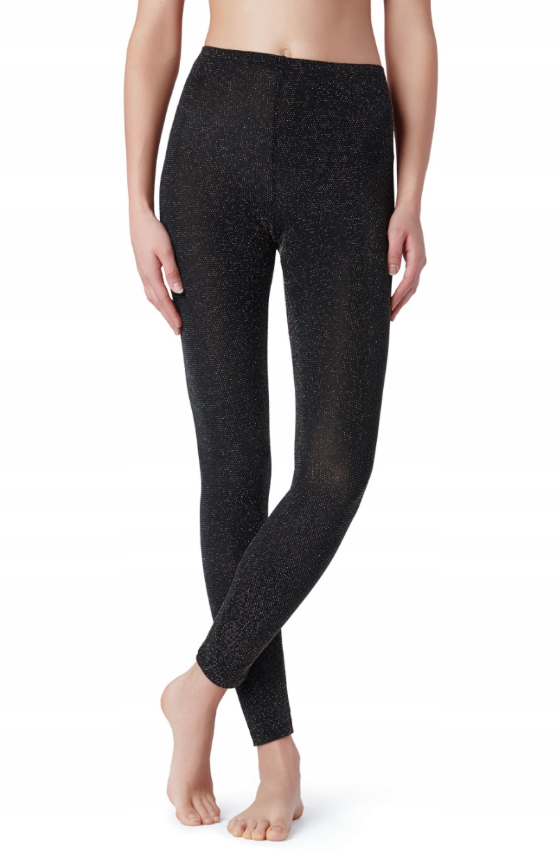 

Legginsy Calzedonia Party Czerń Srebrna Nitka S