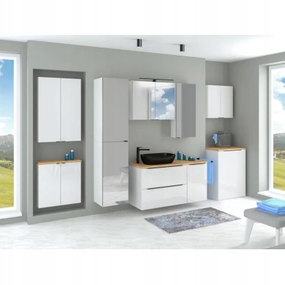 Szafka biała z lustrem System C 40 cm x 180 cm x 35 cm