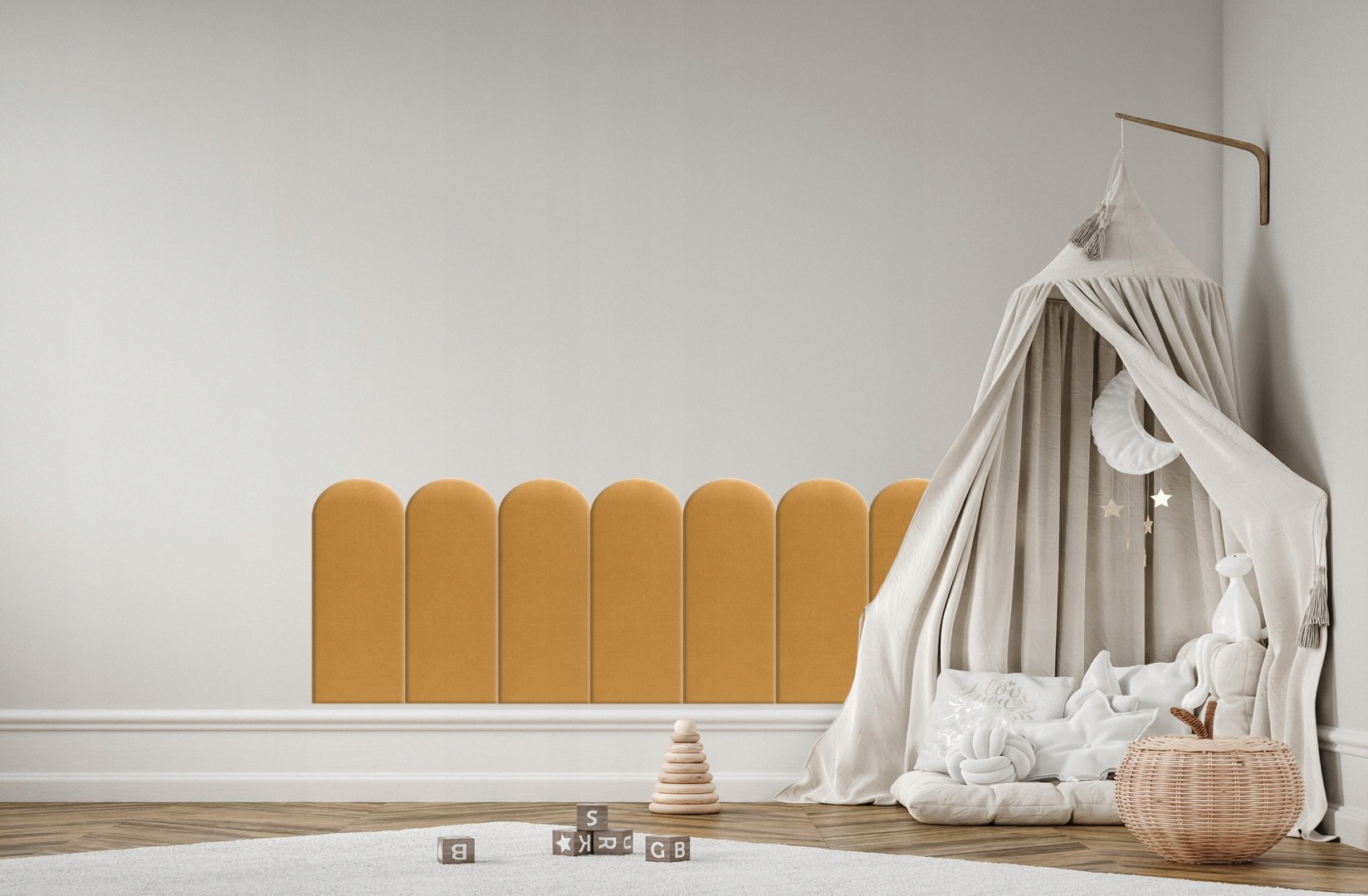 Panel Tapicerowany Żółty 20x60 cm Kształt wzoru płot