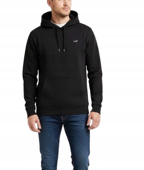 bluza z kapturem Abercrombie Hollister L kangurek czarna