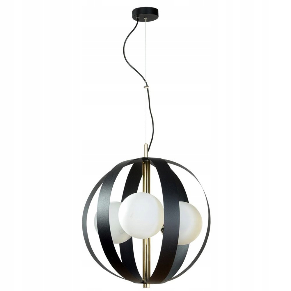 Okrúhle čierne závesné svietidlo Nela gule krúžky