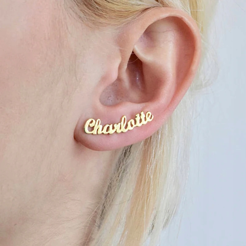 AurolaCo Fashion Trend Personality Custom Name Earrings Custom Nameplate Ea