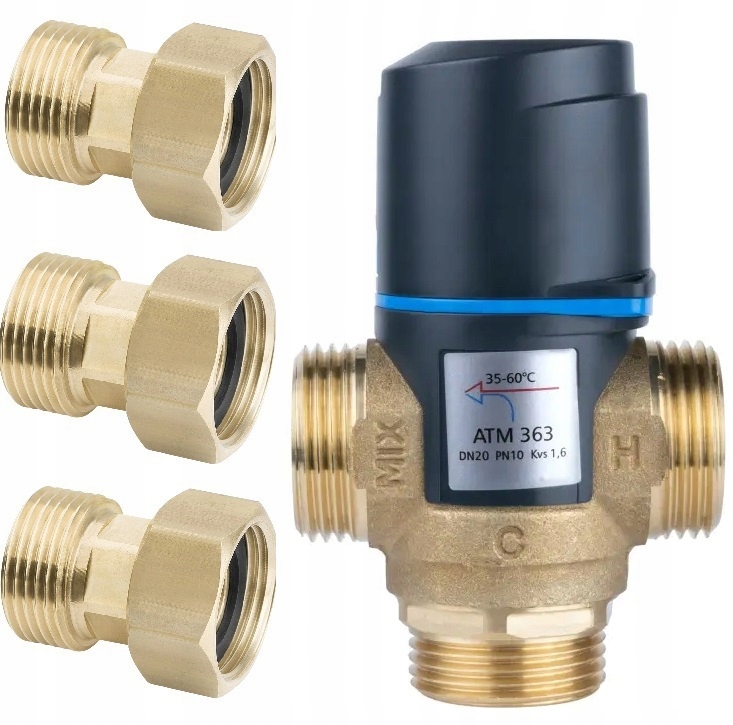 Sada Termostatického Zmiešavacieho Ventilu Afriso Atm 363 1" 35-60°C Skrutky