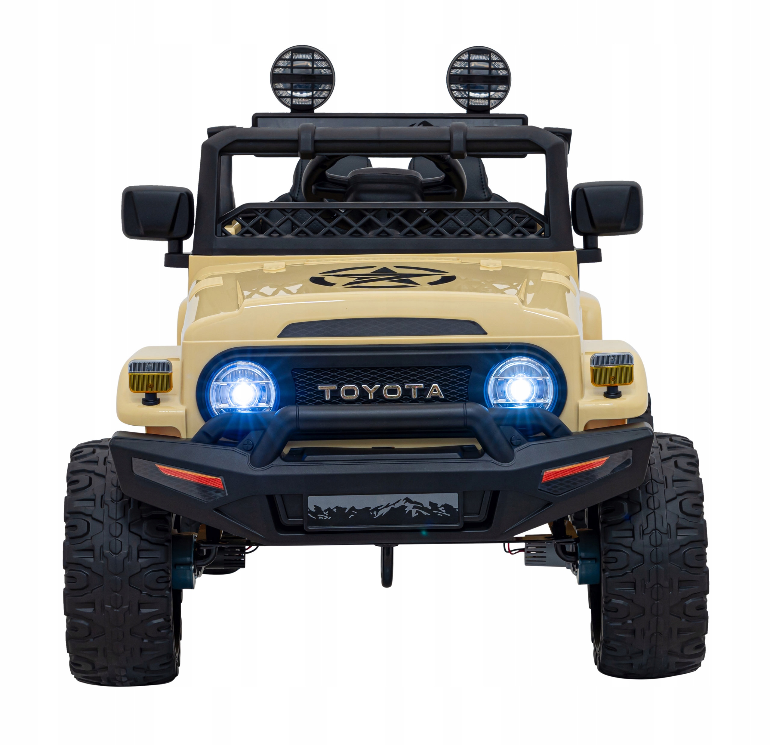 Toyota Fj Cruiser dla dzieci Beżowy Pilot Napęd 4x4 Audio Led Eva