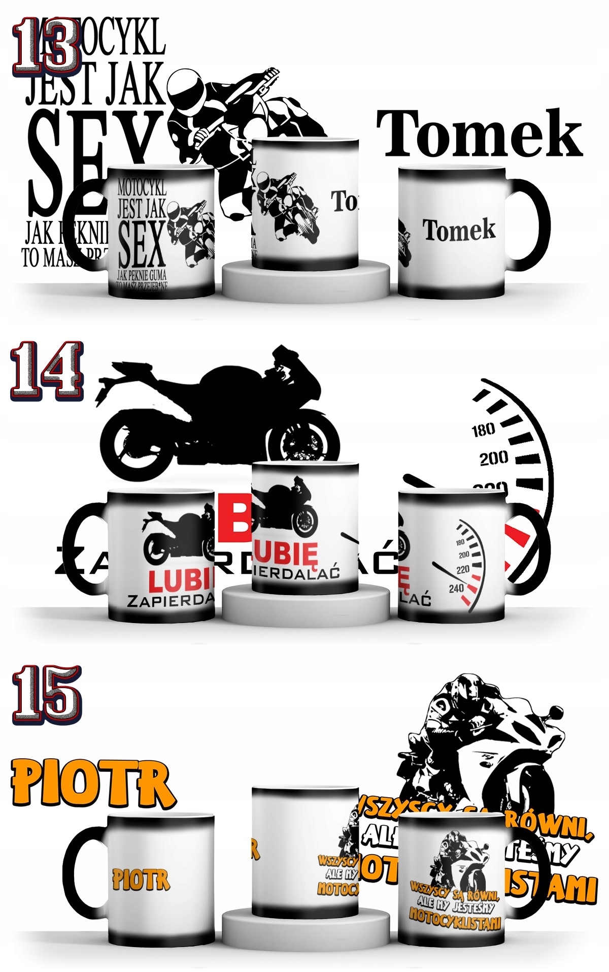MAGICZNY KUBEK DLA MOTOCYKLISTY + IMIE + KARTONIK Materiał wykonania ceramika