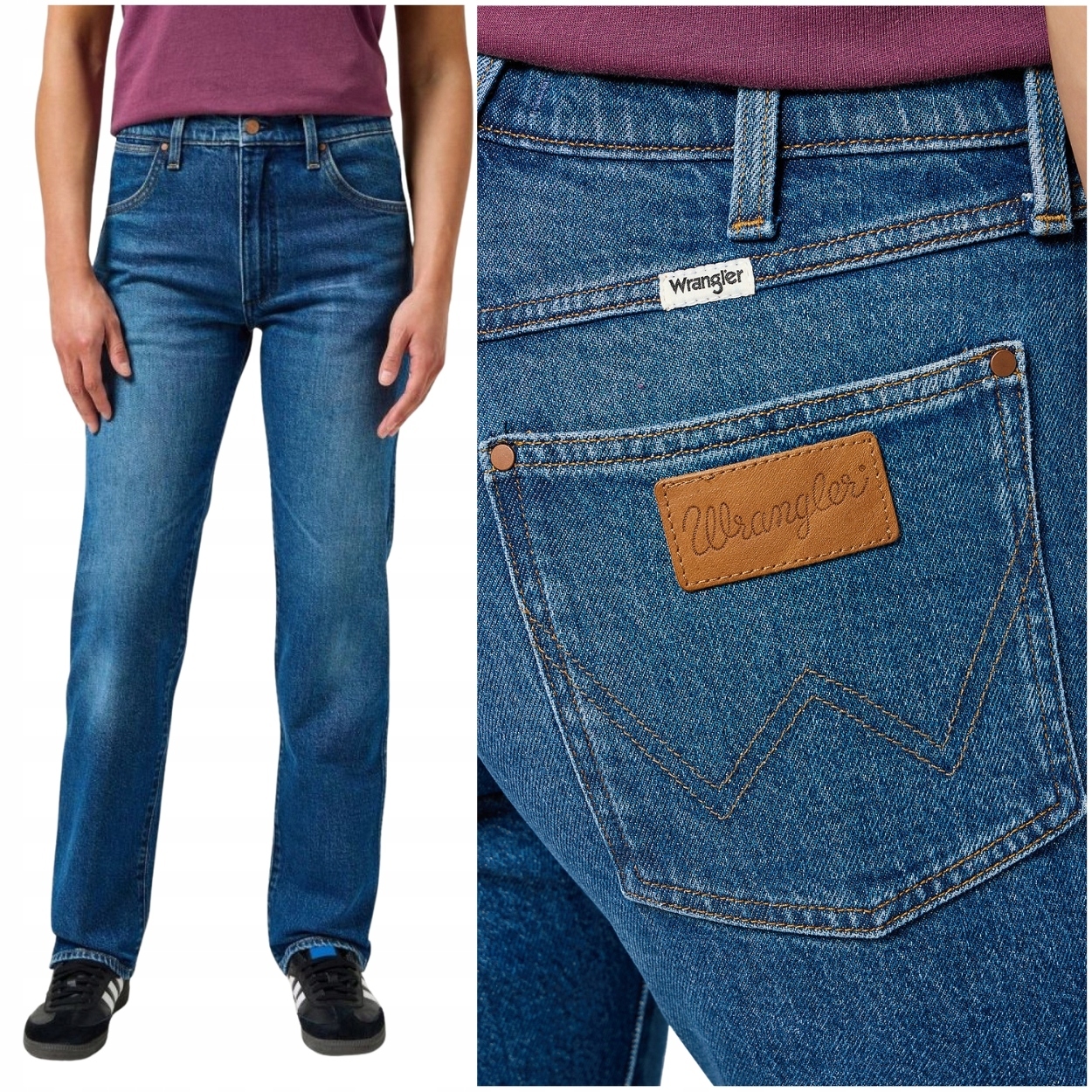 Wrangler Sunset Dark Wash vysoké jednoduché dámské džínové kalhoty W25 L32