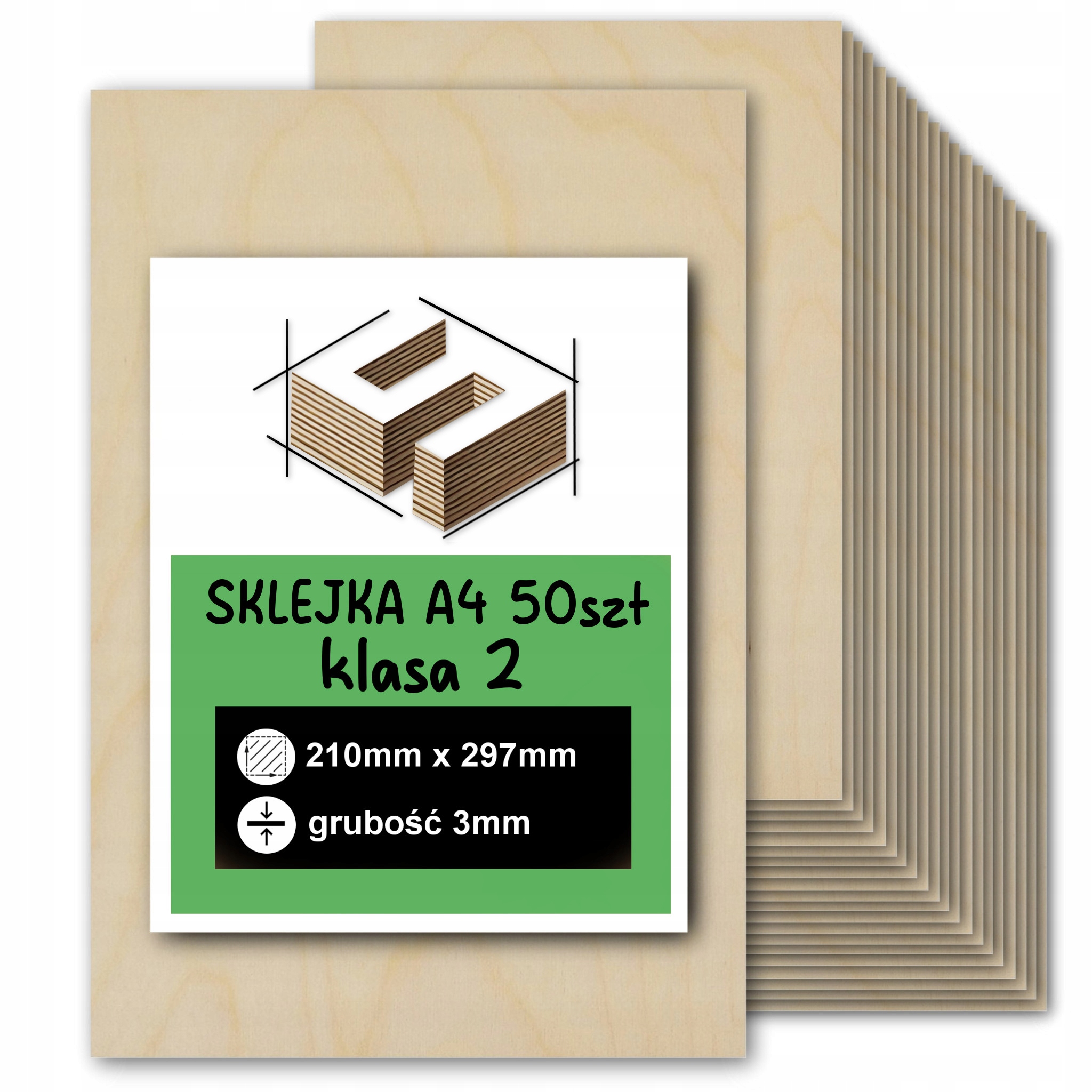 Překližka A4 3 mm Formatka Pro Laser Cnc Gravírování 21x29.7 cm 210x297 mm 50 ks KL2