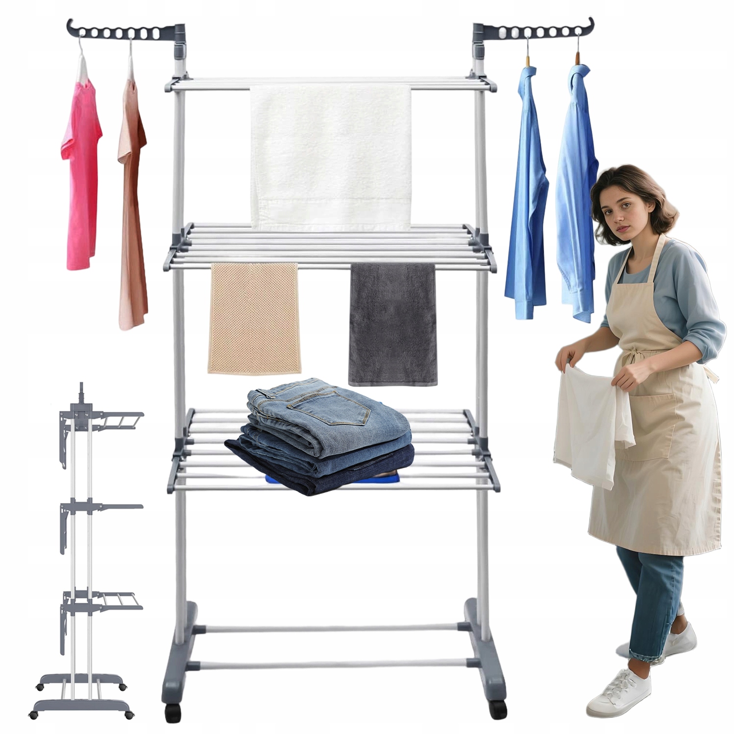 Levně Skládací Sušák Na Oblečení Dovnitř S 2 Otočnými Bočními Křídly