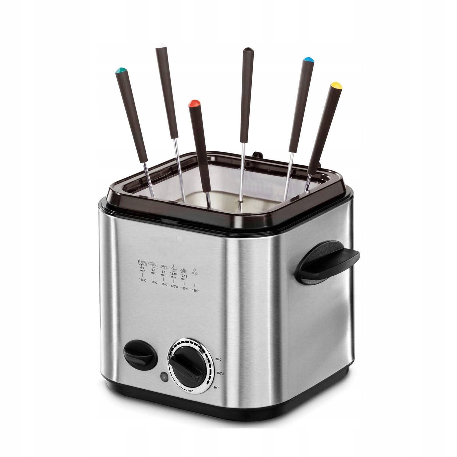 REWELACYJNY ZESTAW FONDUE 1.2L do 6 osób + FRYTKOWNICA + 6 widelczyków RVS Kod producenta PD-8783