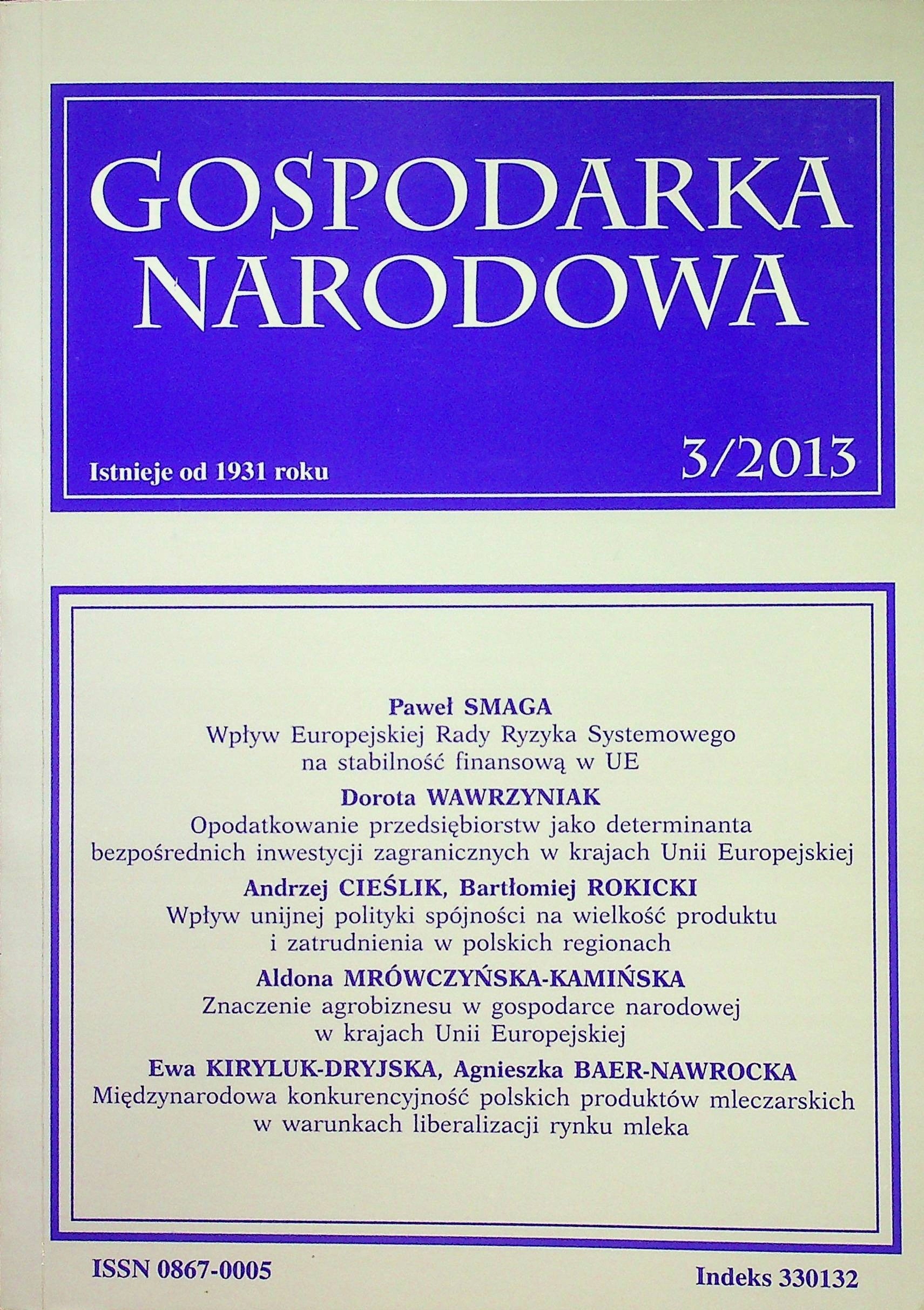 Gospodarka narodowa 3 2013 Praca Zbiorowa