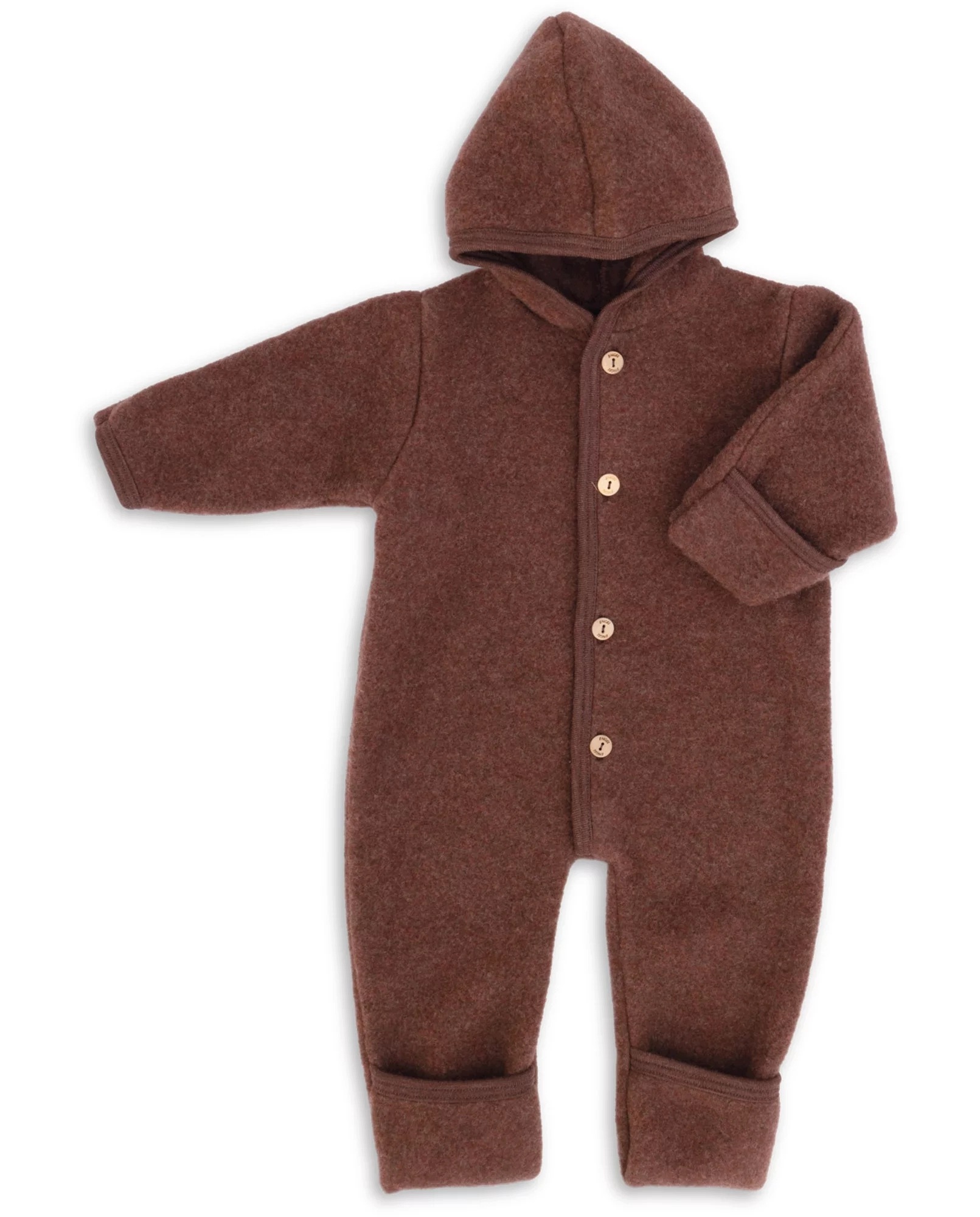 Kombinezon merino z kapturem Cinnamon Melange Brązowy 74/80 Engel Natur