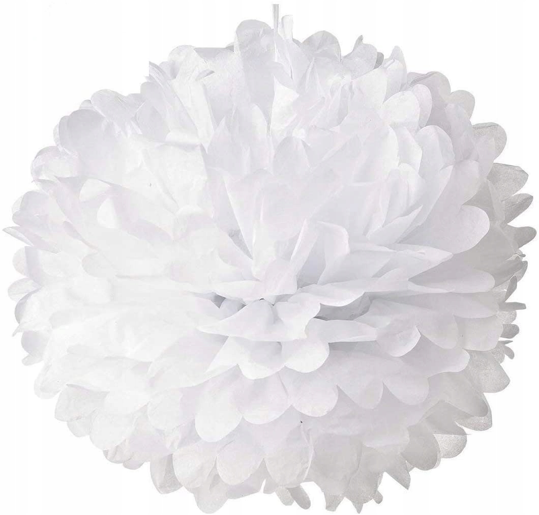 

Pompon Bibuła 15CM Biały kula ślub urodziny