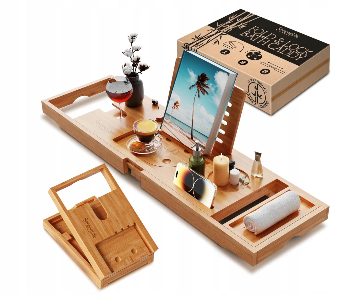 Podnos Na Vanu Do Koupele Bambusová Koupelnová Polička Dřevěná Výsuvná Nutr