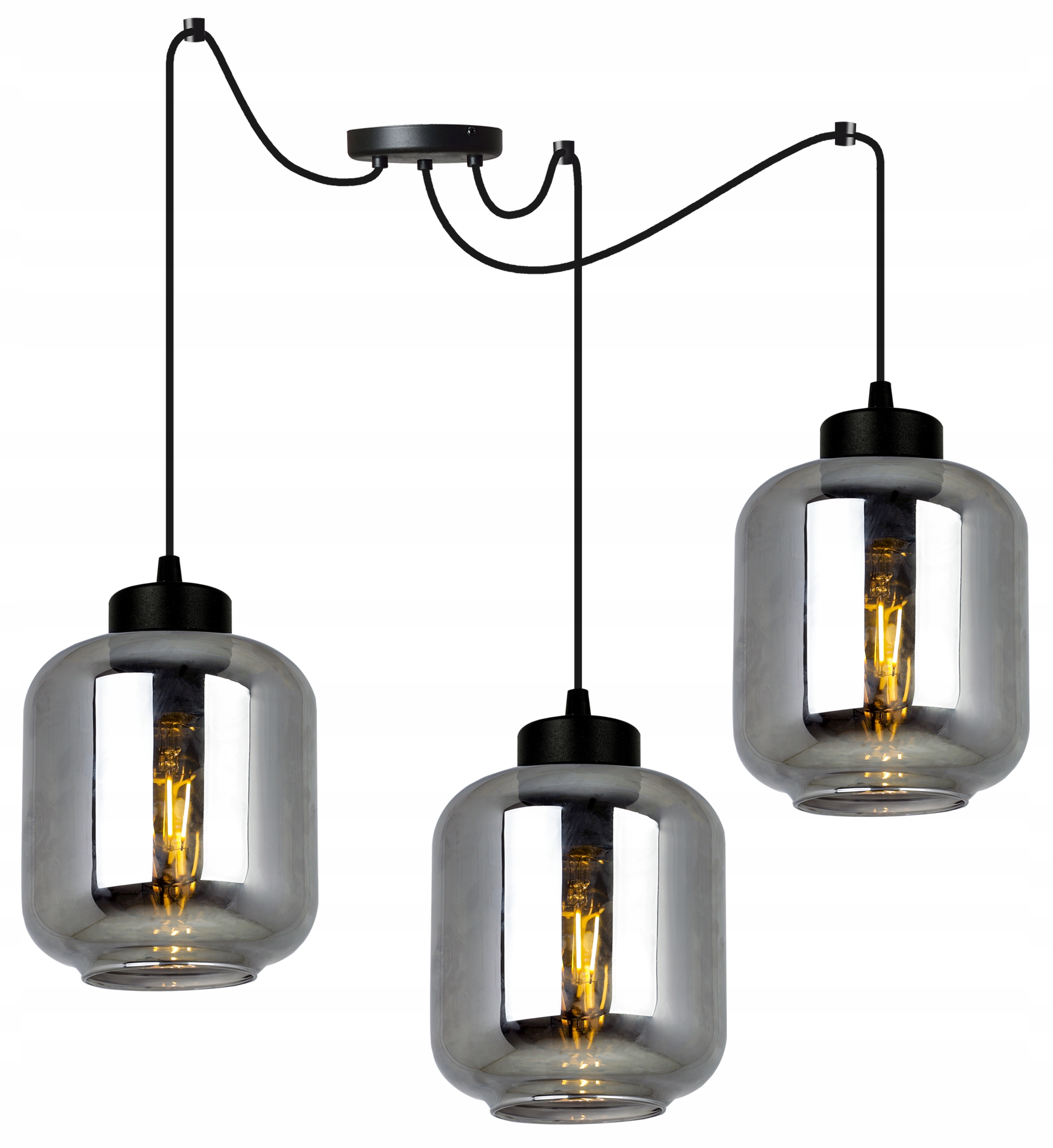 Závěsné Stropní Svítidlo Lustr Pavouk Loft Černý Skleněný Moderní